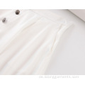 Damen Single Breasted Chiffon White A-Line Decorative Rock